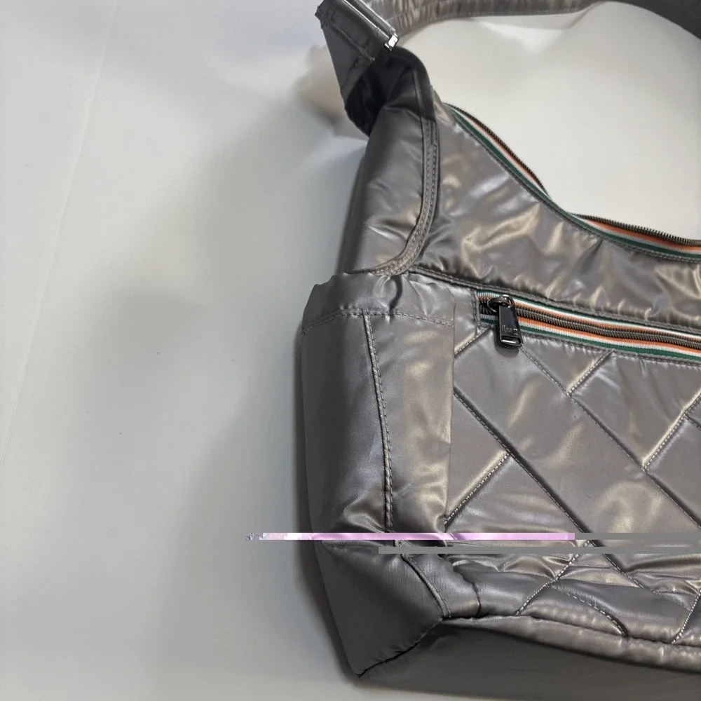 Lug Camper SE Purse Crossbody Bag Metallic Silver Zipper Travel Organizer Tote